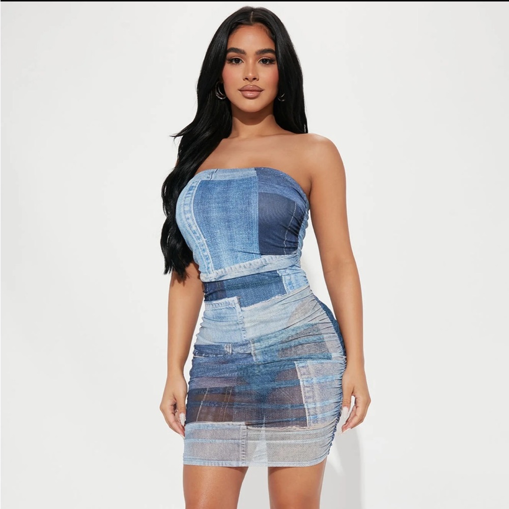 Berlin Mesh Mini Dress Denim Fashion Nova
